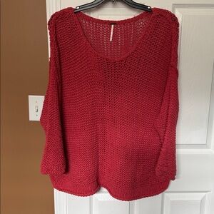 Free People oversized, Vibrant Red Knit Top